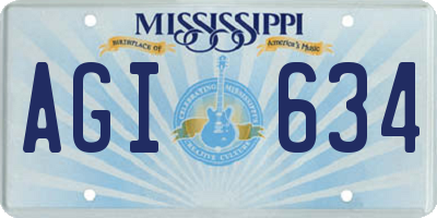 MS license plate AGI634
