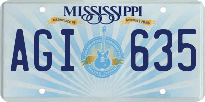 MS license plate AGI635