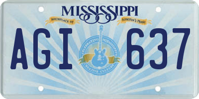 MS license plate AGI637