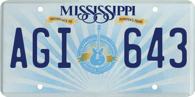 MS license plate AGI643