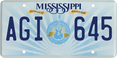 MS license plate AGI645
