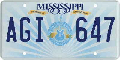 MS license plate AGI647