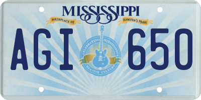 MS license plate AGI650
