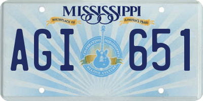 MS license plate AGI651