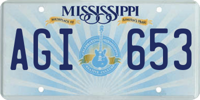 MS license plate AGI653