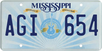 MS license plate AGI654