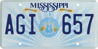 MS license plate AGI657