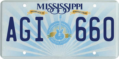 MS license plate AGI660