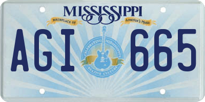 MS license plate AGI665