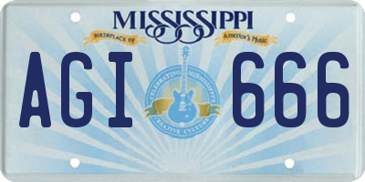 MS license plate AGI666