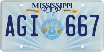 MS license plate AGI667