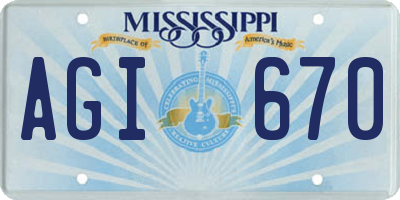 MS license plate AGI670