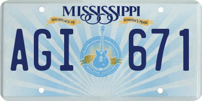 MS license plate AGI671