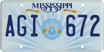 MS license plate AGI672