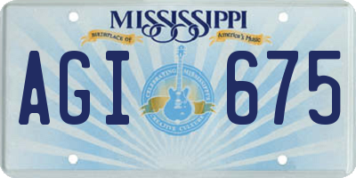 MS license plate AGI675