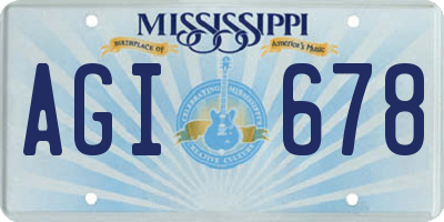 MS license plate AGI678