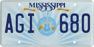 MS license plate AGI680