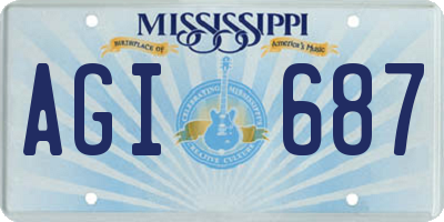 MS license plate AGI687