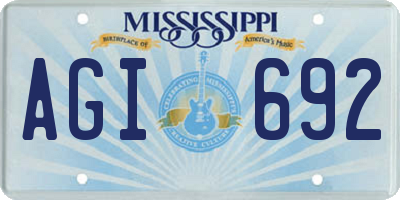 MS license plate AGI692