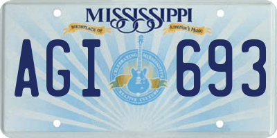 MS license plate AGI693