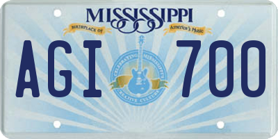 MS license plate AGI700