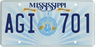 MS license plate AGI701