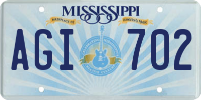 MS license plate AGI702