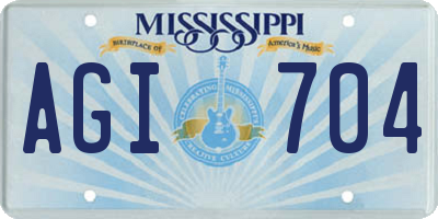 MS license plate AGI704