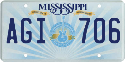 MS license plate AGI706