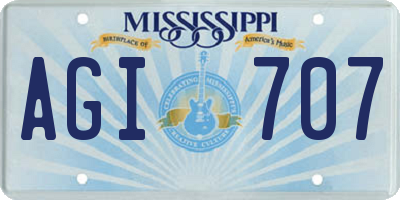 MS license plate AGI707