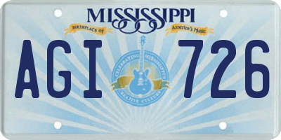 MS license plate AGI726
