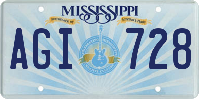 MS license plate AGI728