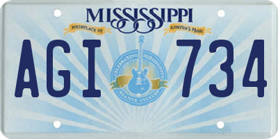 MS license plate AGI734