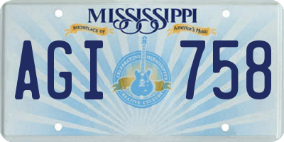 MS license plate AGI758
