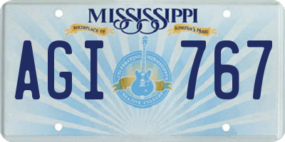 MS license plate AGI767