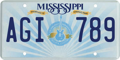 MS license plate AGI789