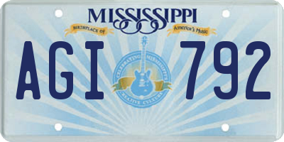 MS license plate AGI792