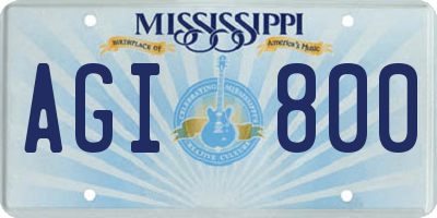 MS license plate AGI800