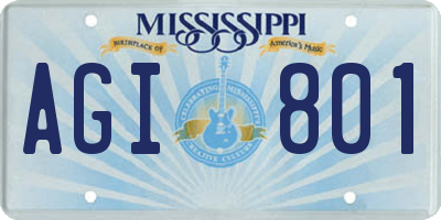 MS license plate AGI801