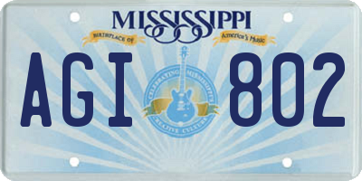 MS license plate AGI802