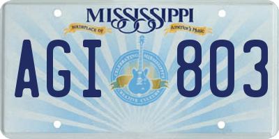 MS license plate AGI803