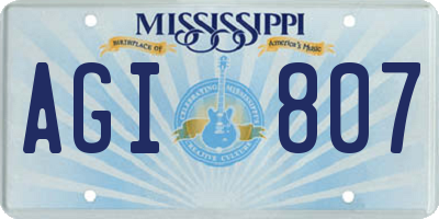 MS license plate AGI807
