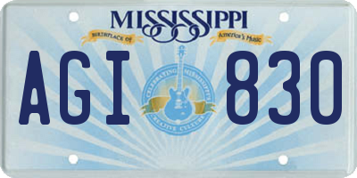 MS license plate AGI830
