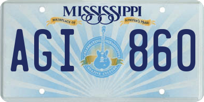 MS license plate AGI860
