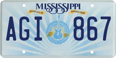 MS license plate AGI867