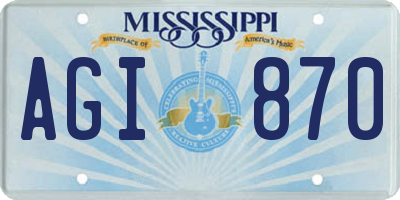 MS license plate AGI870