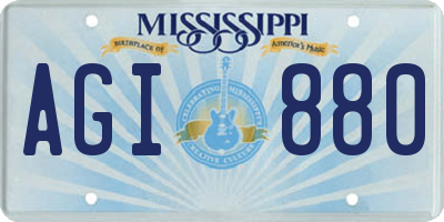 MS license plate AGI880