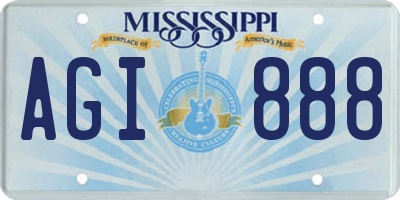 MS license plate AGI888
