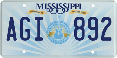 MS license plate AGI892