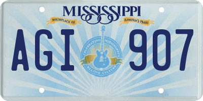 MS license plate AGI907